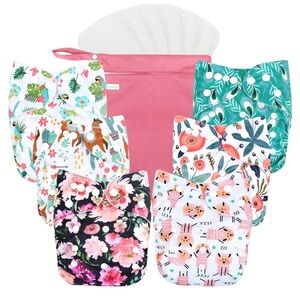 NWT Wegreeco Cloth Diapers 6 Pack + Inserts & 1 Wet Bag